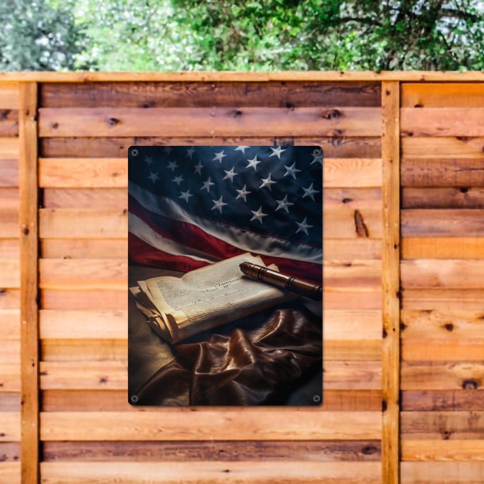 Patriotic Home Decor Wall Art Poster American Flag Sign Indoor / Outdoor Metal Tin Sign 12"x16"