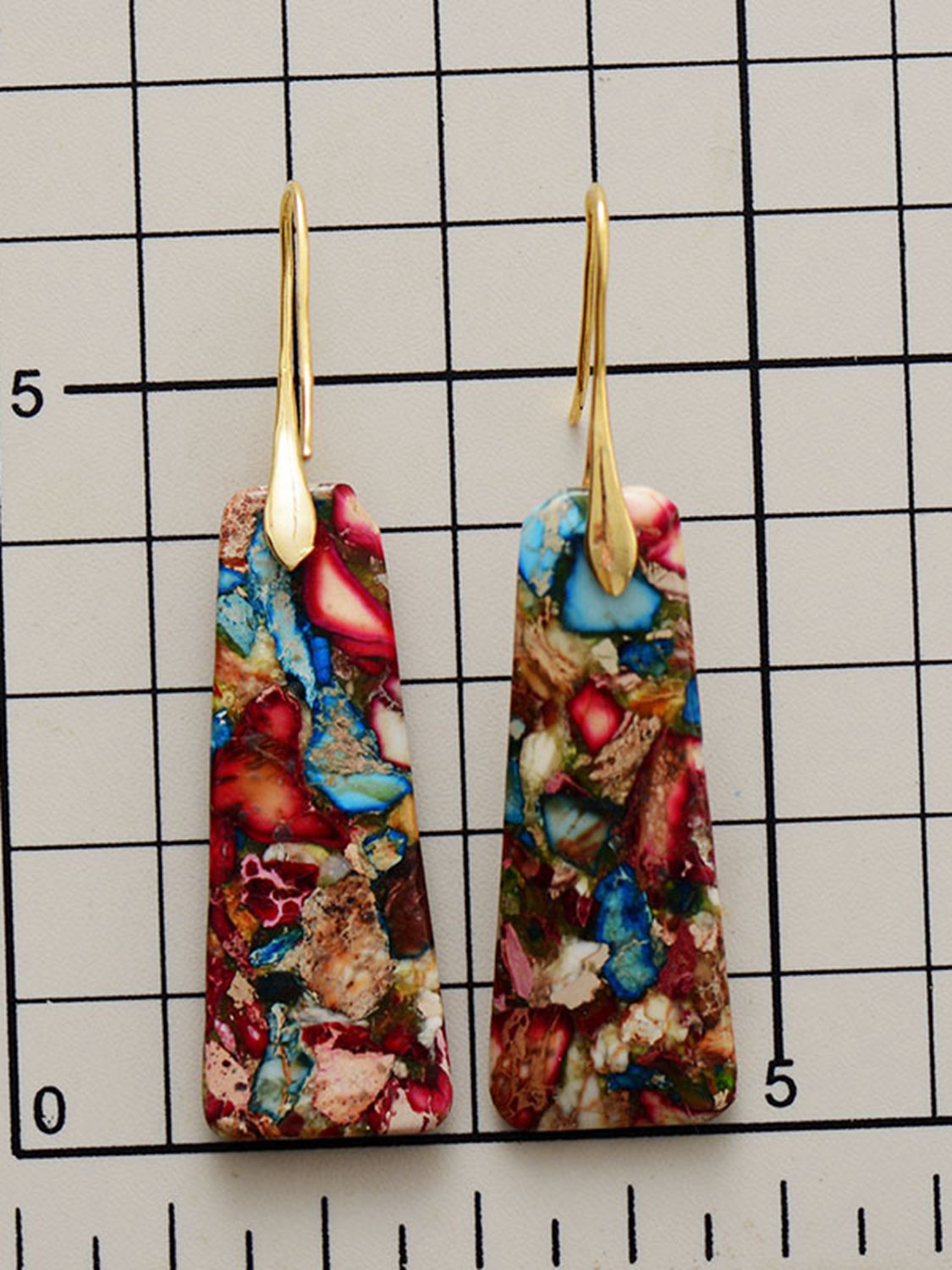 Geometrical Shape Imperial Jasper Dangle Earrings