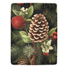 Christmas Holiday Throw Blanket - Rustic Pine Cones & Berries Design