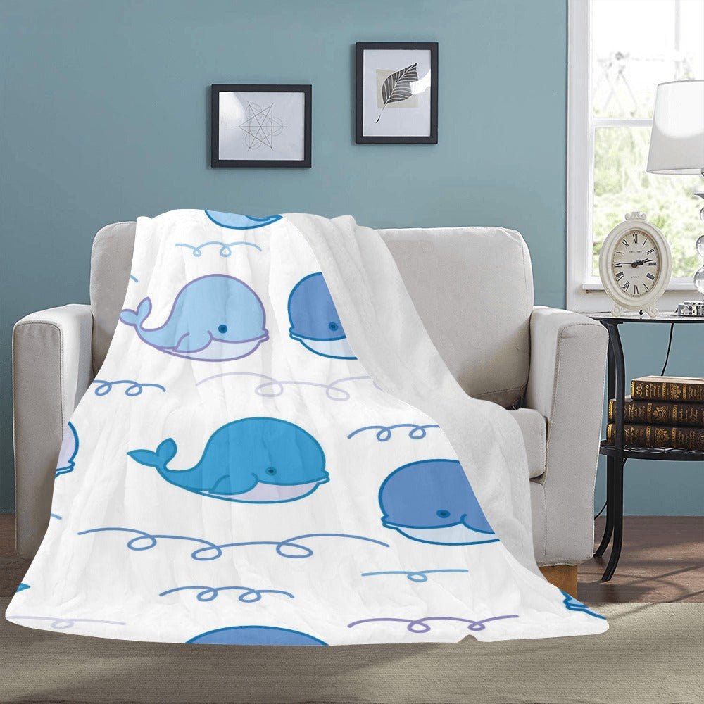 Playful Blue Whale Throw Blanket - Perfect for Nursery Decor 60" x 80"