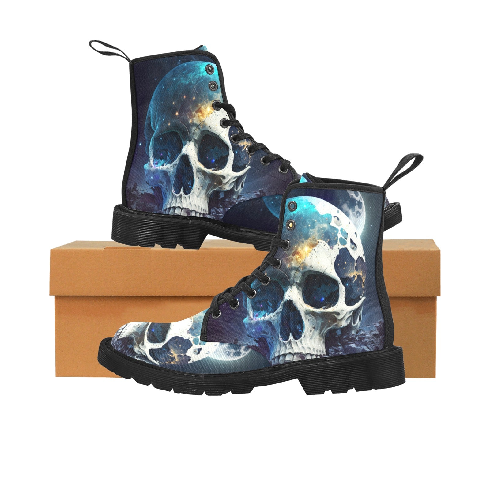 Moon Skull Women's Lace Up Canvas Boots - Black - Cranberry Lake Design Co.  #