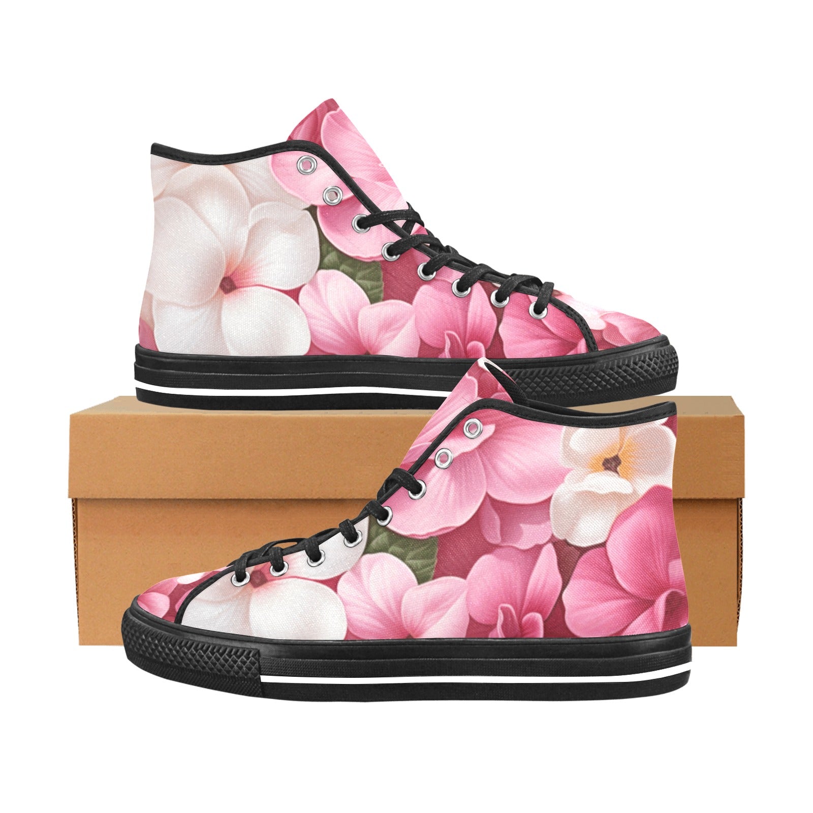 Pink Blossom High-Top Sneakers: Elevate Your Style - Cranberry Lake Design Co.  #