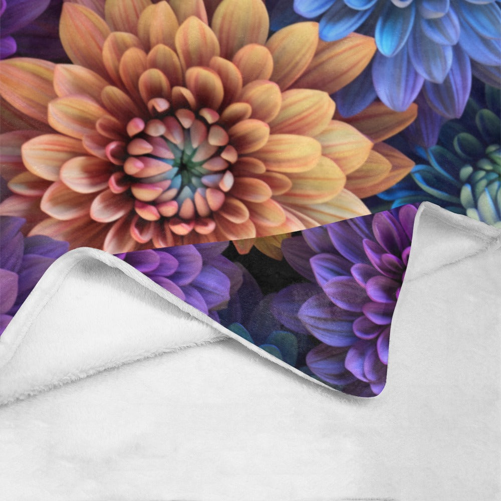 Colorful Dahlia Fleece Blanket | Ultra-Soft Micro Fleece | Floral Throw Blanket | 60x80 | Ships from USA