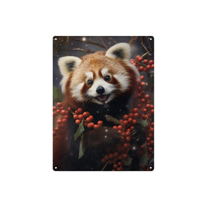 Red Panda Christmas Metal Tin Sign - Cranberry Lake Design Co.  #