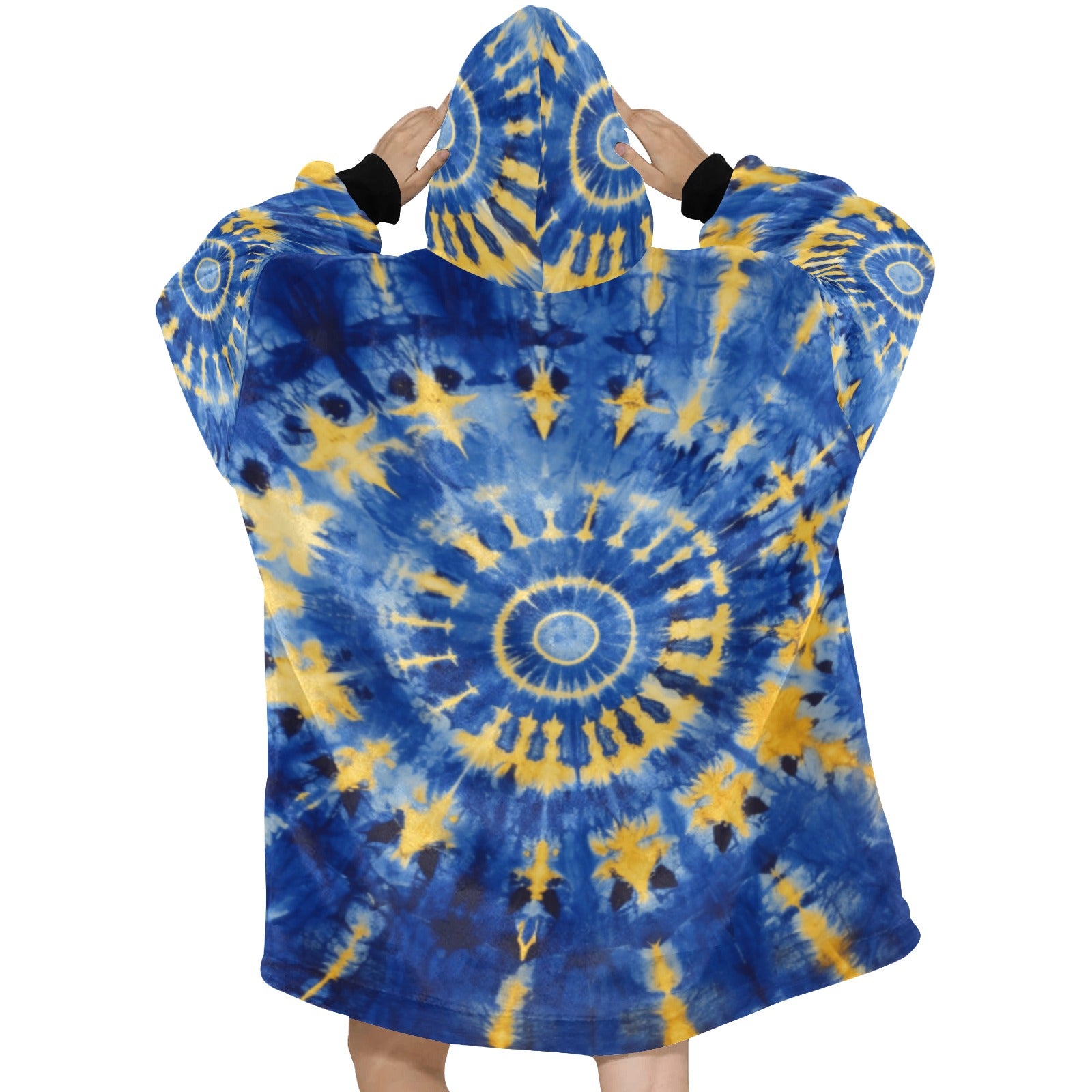 Blue and Gold Blanket Hoodie for Women - Cranberry Lake Design Co.  #