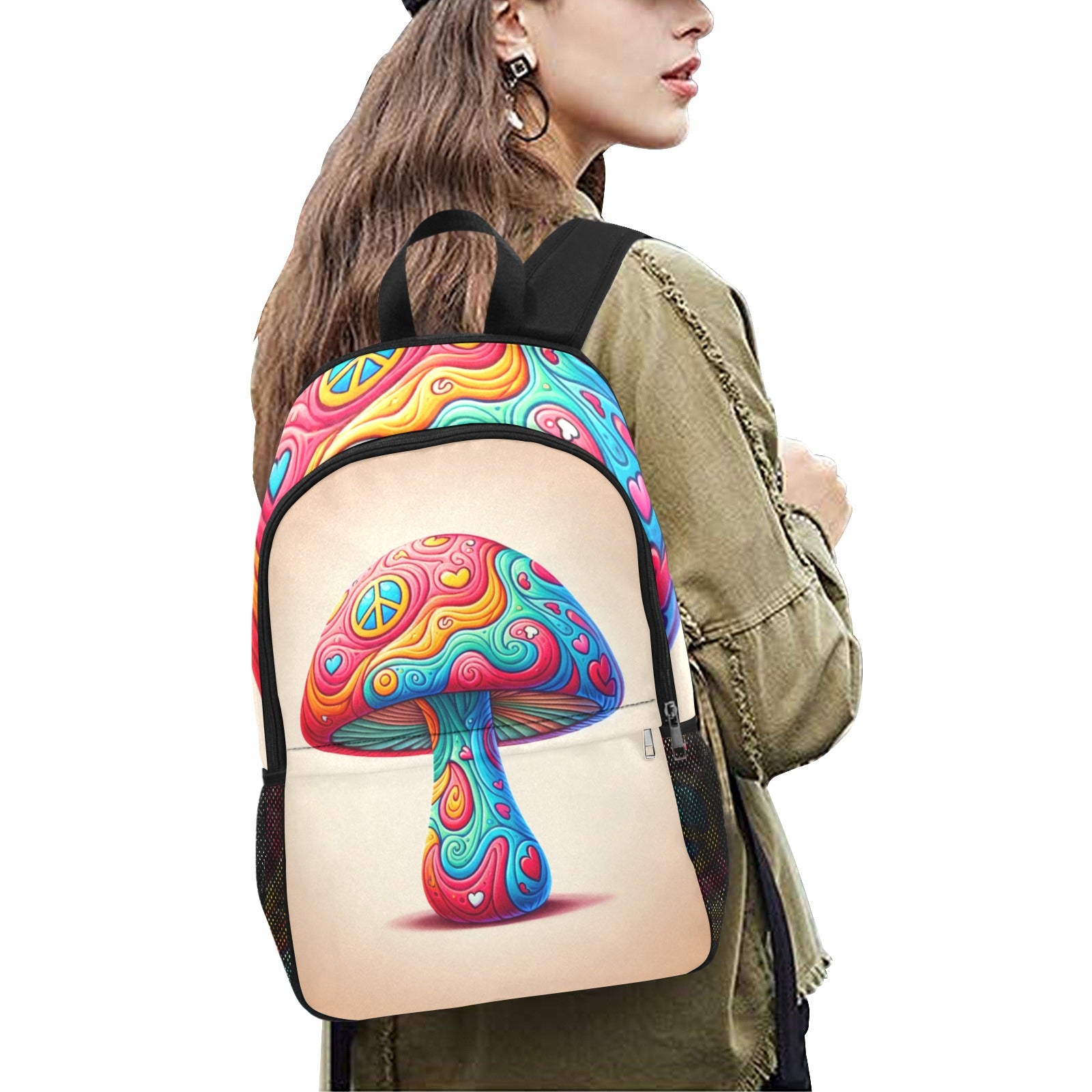 Trippy Orange Psychedelic Mushroom Backpack - Cranberry Lake Design Co.  #