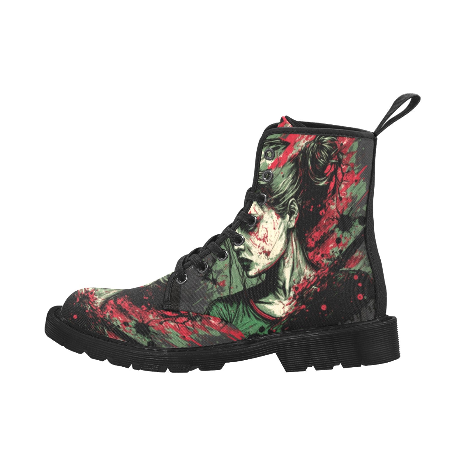 Zombie Woman Graphic Women's Lace Up Canvas Boots - Cranberry Lake Design Co.  #