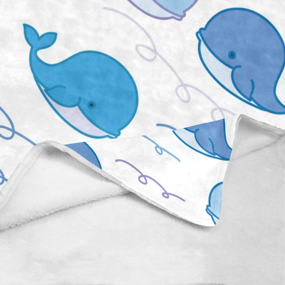 Playful Blue Whale Throw Blanket - Perfect for Nursery Decor 60" x 80"