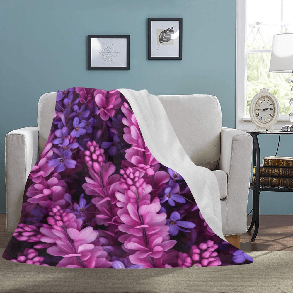 Beautiful Purple Flower Blanket - Twin Size, Adds a Touch of Serenity