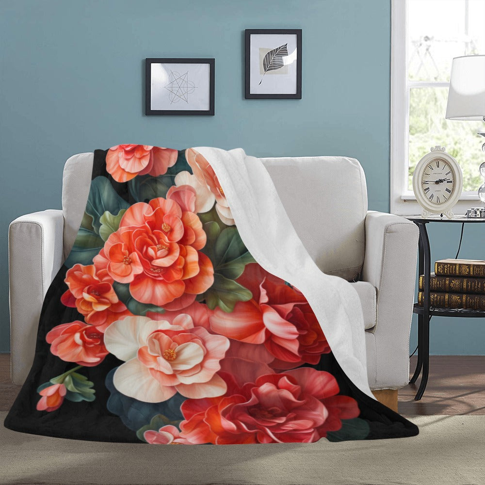 Floral Bouquet Fleece Blanket | Ultra-Soft Micro Fleece | 60x80 | Made in USA