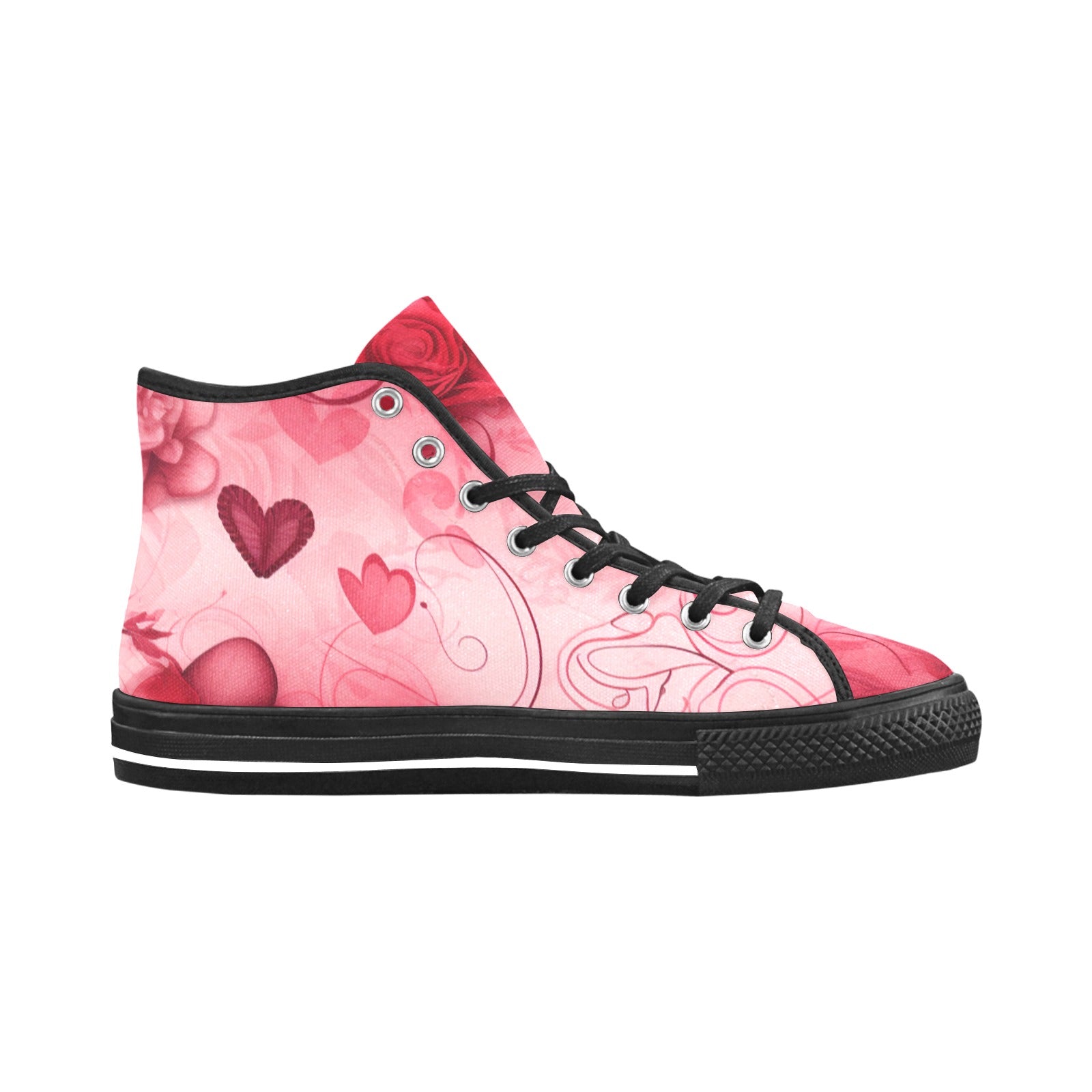 Cranberry Lake Designs Vancouver High Top Canvas Women's Shoes - Red Pink Hearts - Cranberry Lake Design Co.  #