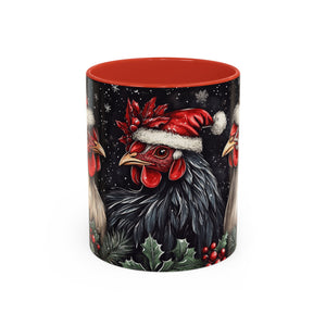 Christmas Chickens Mug | Funny Holiday Coffee Cup | Festive Farmhouse Decor | Unique Xmas Gift | 11oz & 15oz