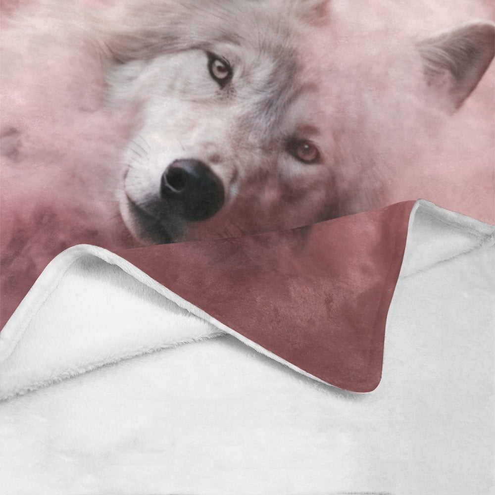 Cranberry Lake Designs Pink Smoke Wolf Ultra-Soft Micro Fleece Blanket