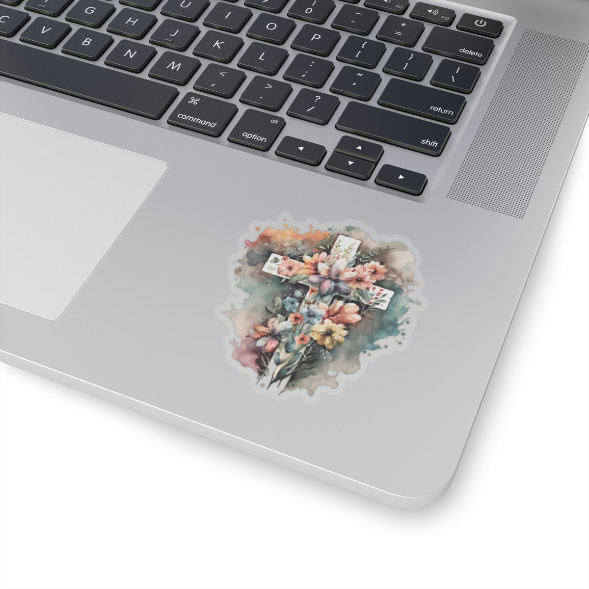 Watercolor Floral Cross Day Vinyl Sticker