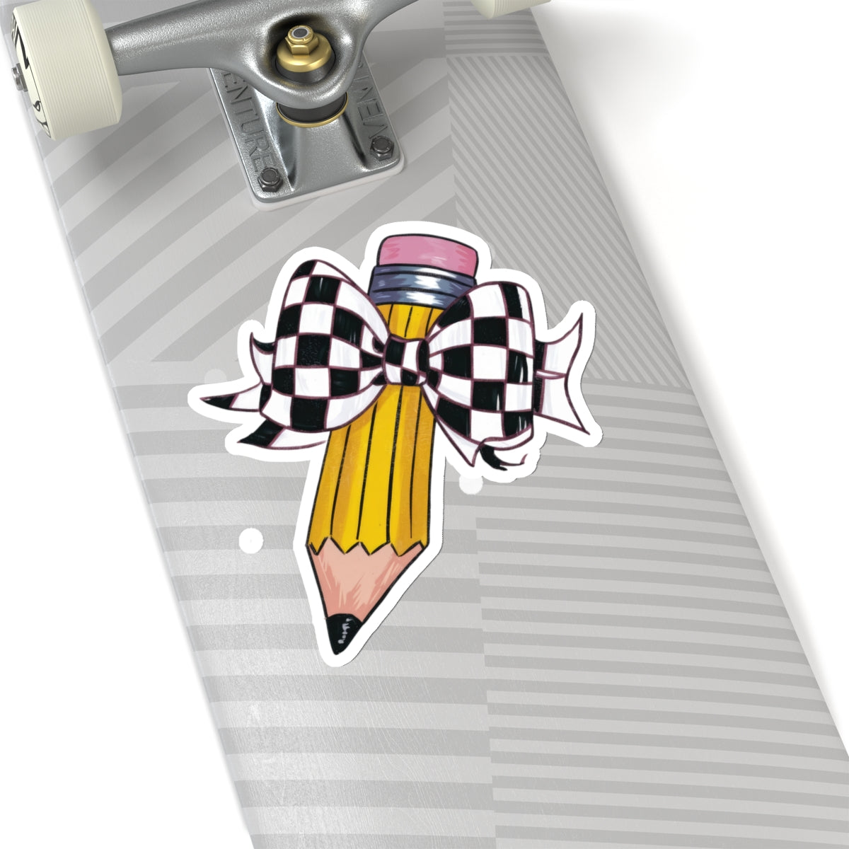 Checkered Flag Bow Pencil Sticker for Teachers back To School Gift