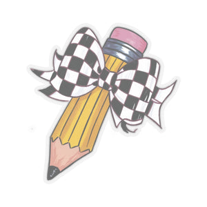 Checkered Flag Bow Pencil Sticker for Teachers back To School Gift