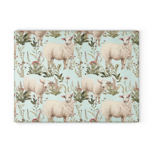 Country Rustic Sheep Glass Cutting Board - Kitchen Home Decor