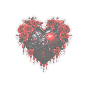 Black & Red Roses Heart Vinyl Sticker