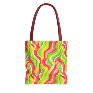 Pink & Green White Pattern Eccentric Tote Bag