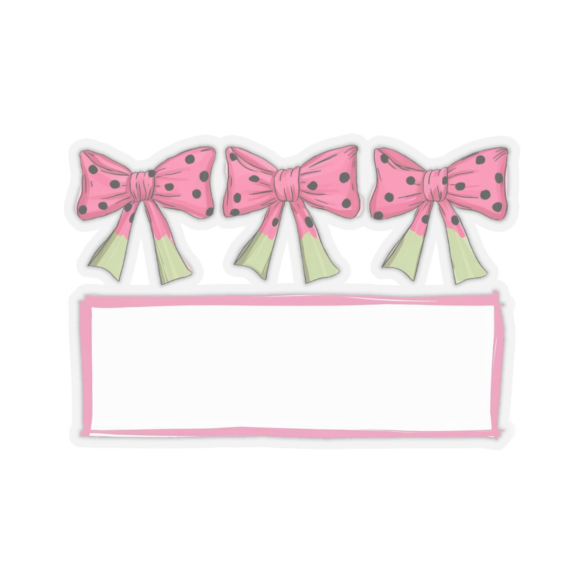 Pink Black Polka Dot Bow Name Tag Kiss-Cut Sticker - Cranberry Lake Design Co.  #