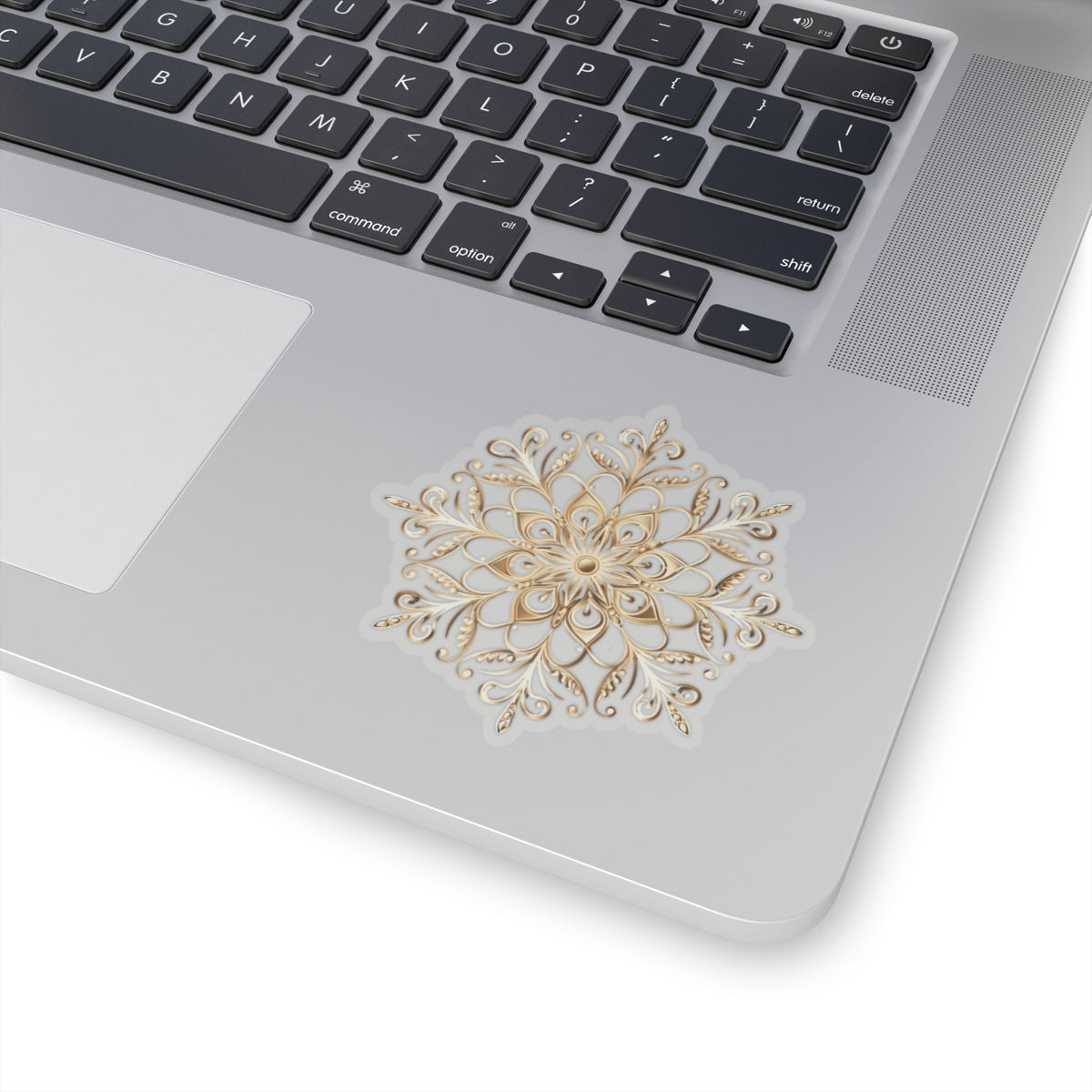 Gold Ornate Snowflake Holiday Christmas Vinyl Sticker