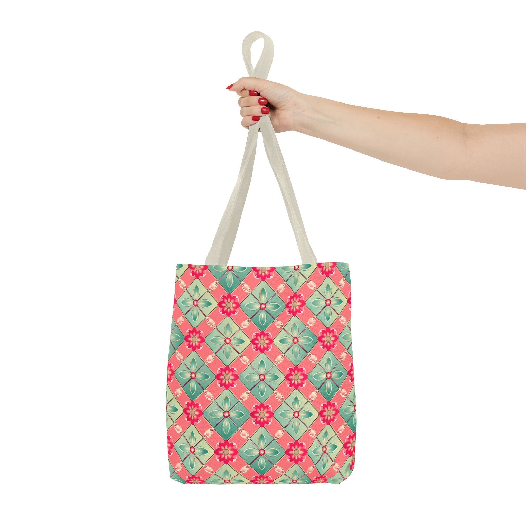 Pink & Blue Floral Tiled Pattern Eccentric Tote Bag