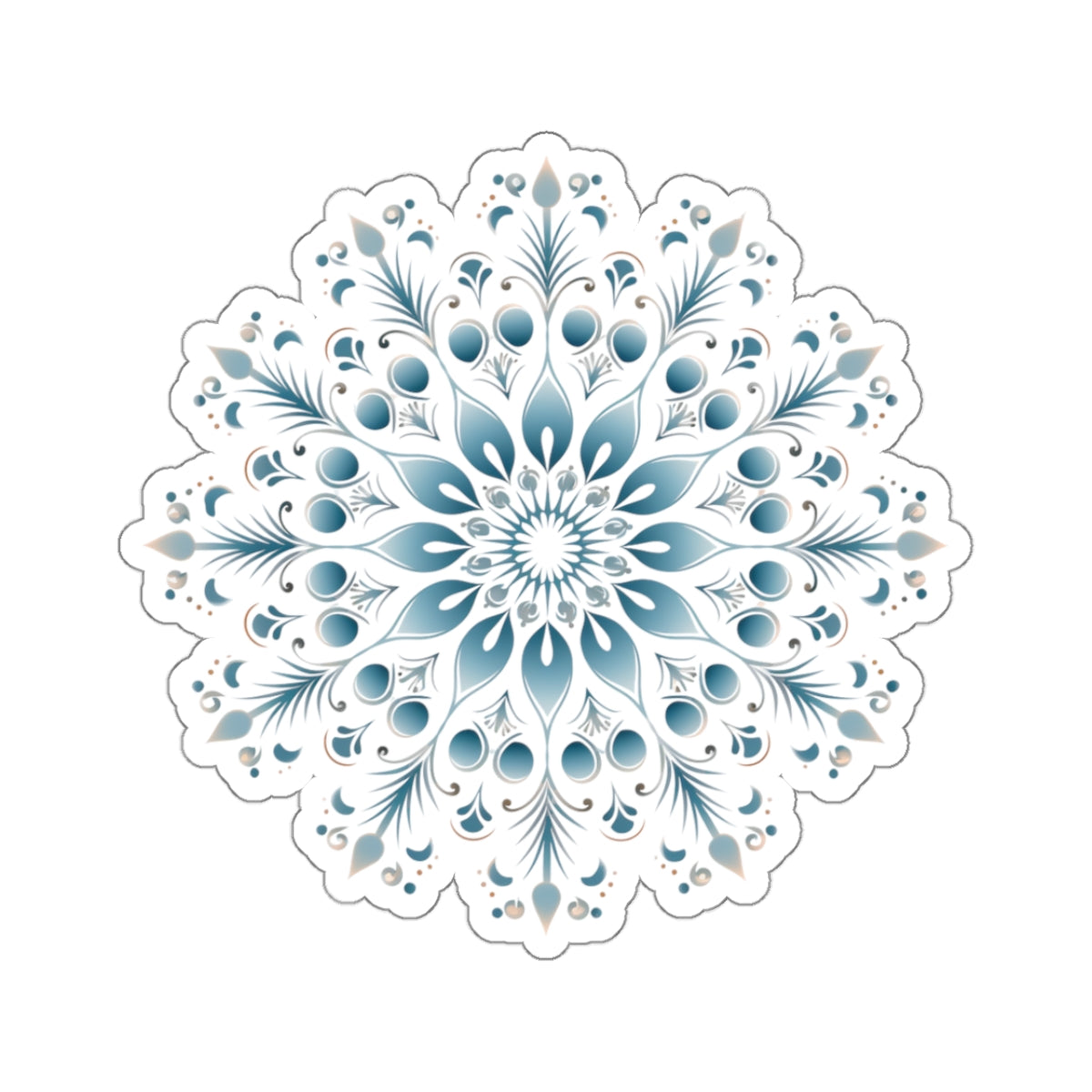 Light Blue Ornate Snowflake Holiday Christmas Vinyl Sticker