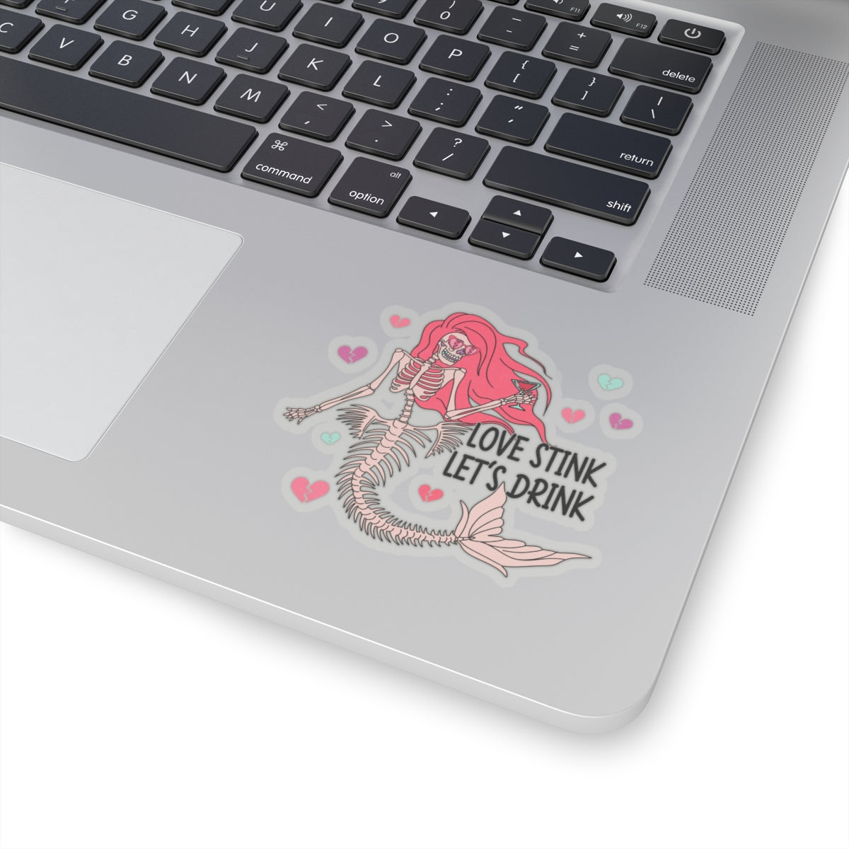 Love Stinks Skeleton Mermaid Funny Anti Valentines Day Vinyl Sticker