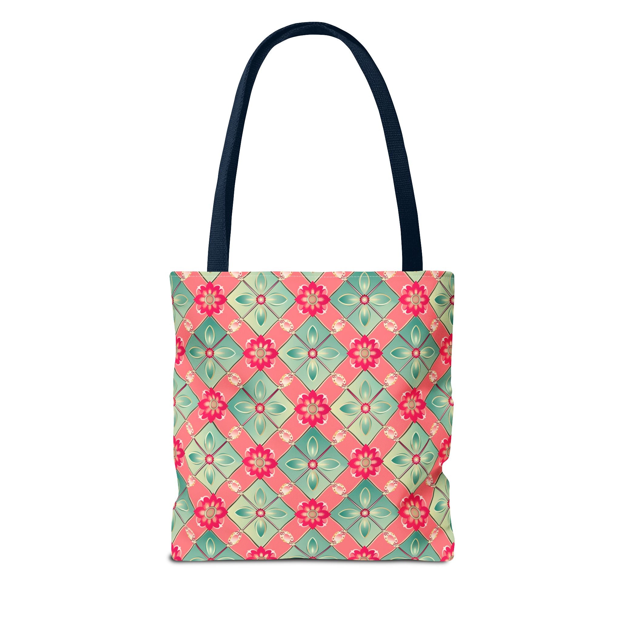 Pink & Blue Floral Tiled Pattern Eccentric Tote Bag