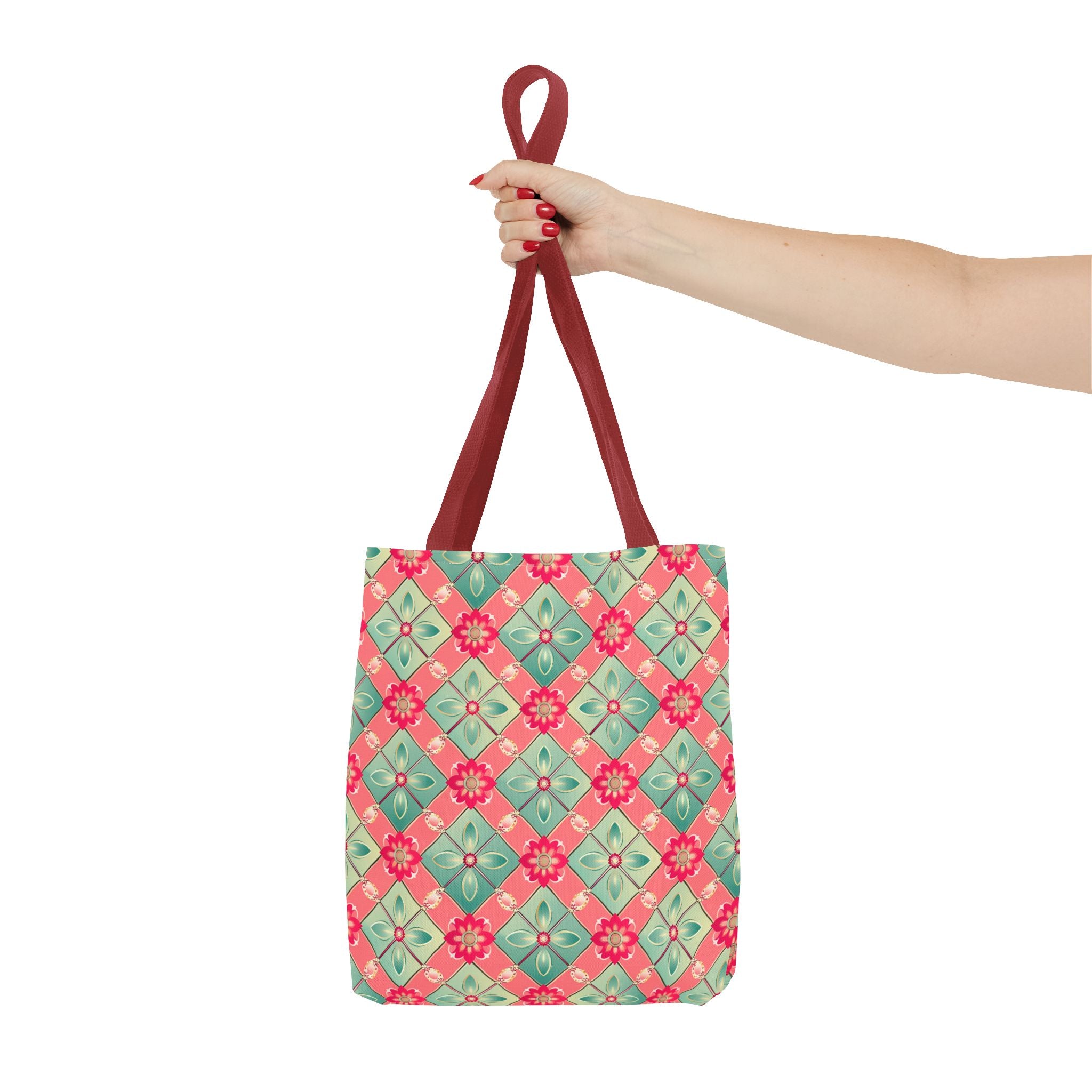 Pink & Blue Floral Tiled Pattern Eccentric Tote Bag