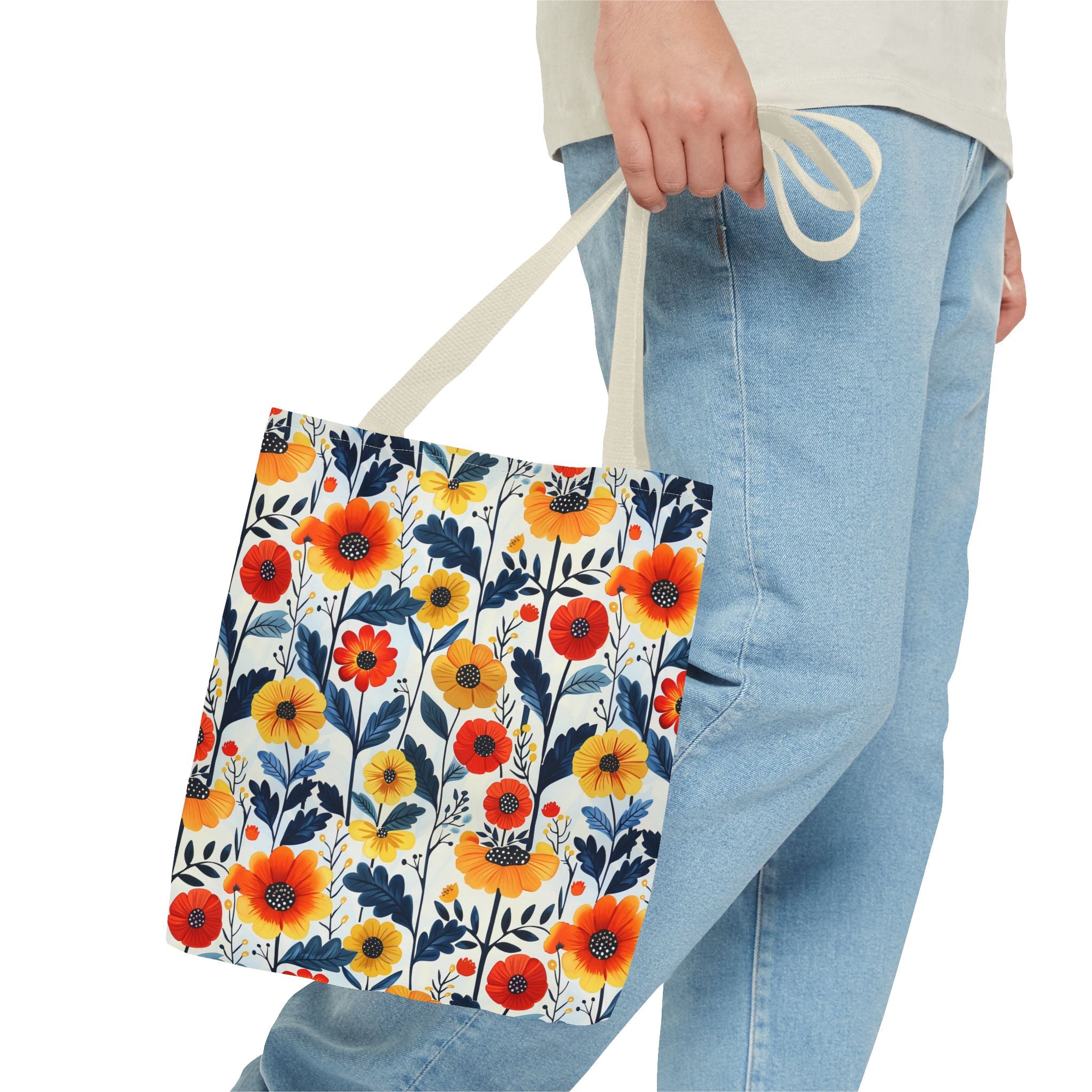 Yellow Orange Floral Tote Bag