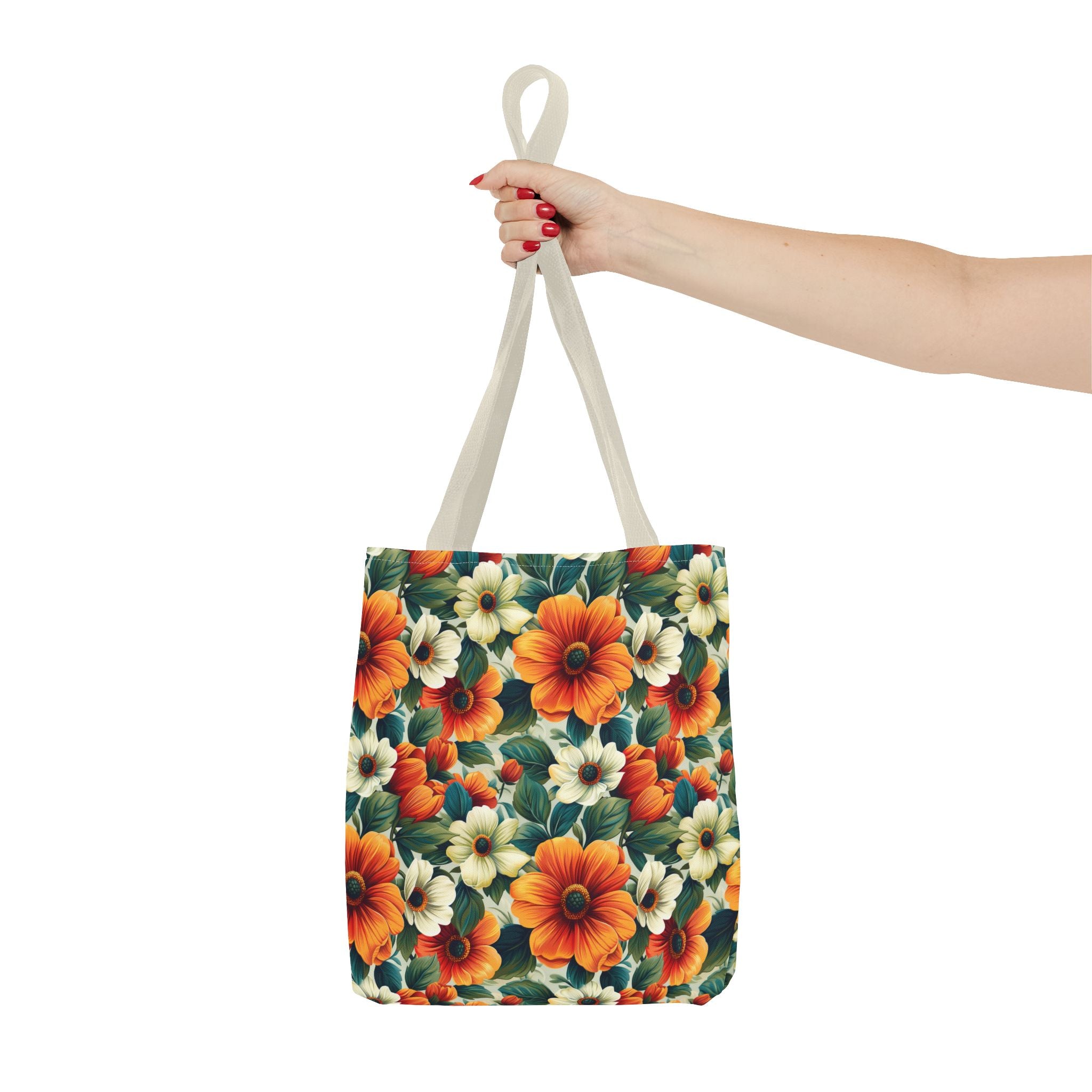 Orange & White Flower Summer Tote Bag