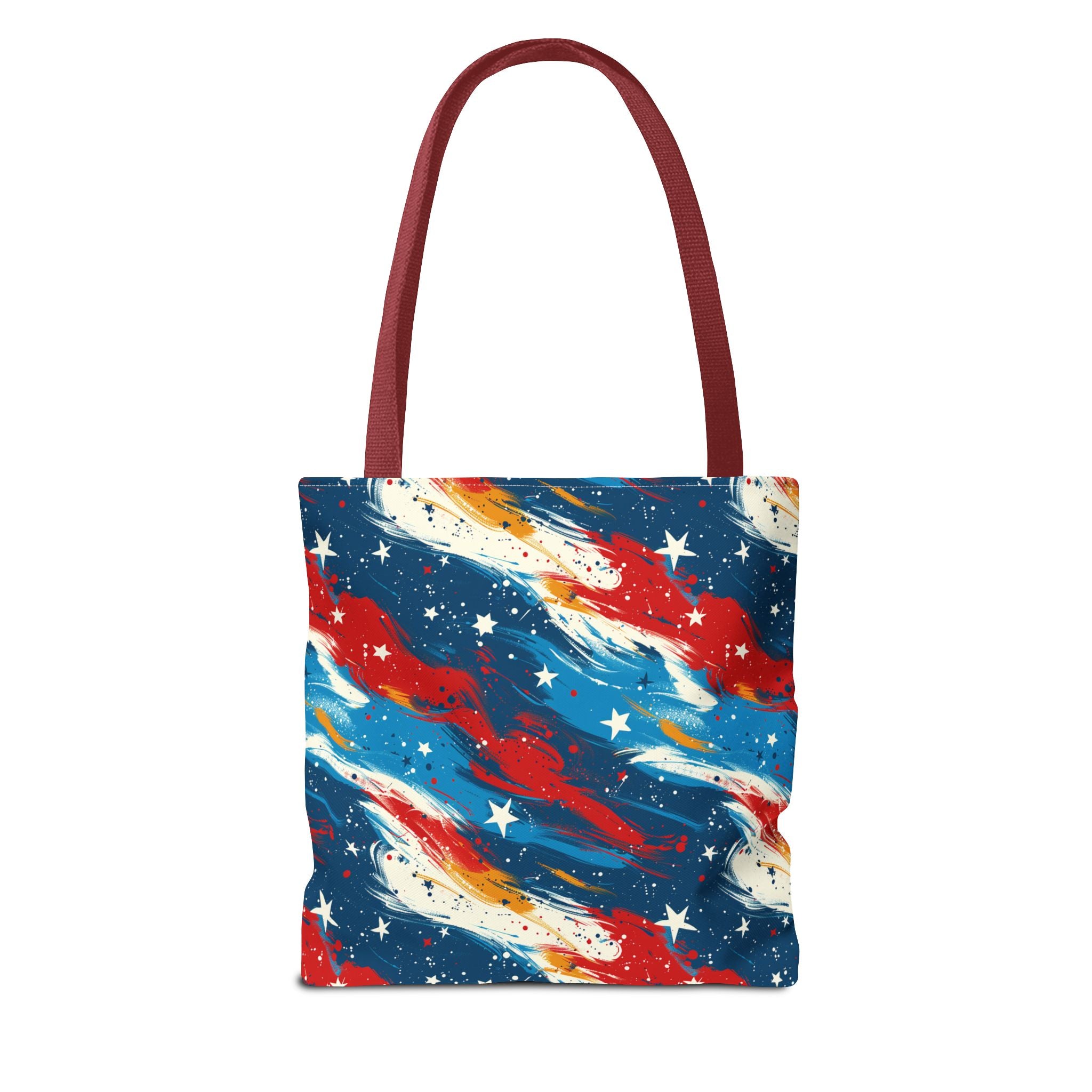 Gold, Red, Blue & White Starts Americana Pattern Patriotic Tote Bag