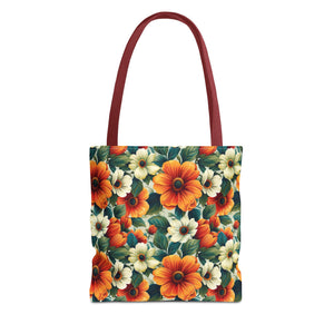 Orange & White Flower Summer Tote Bag