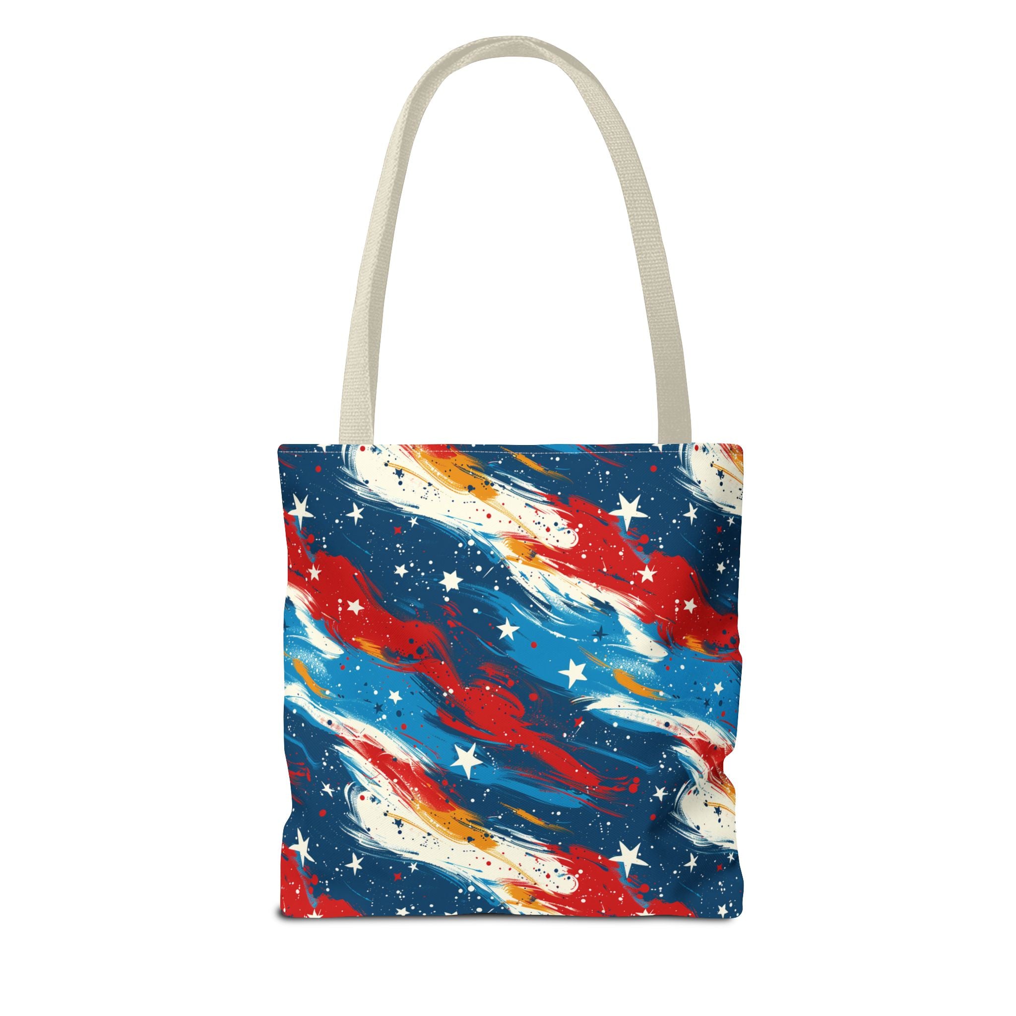 Gold, Red, Blue & White Starts Americana Pattern Patriotic Tote Bag