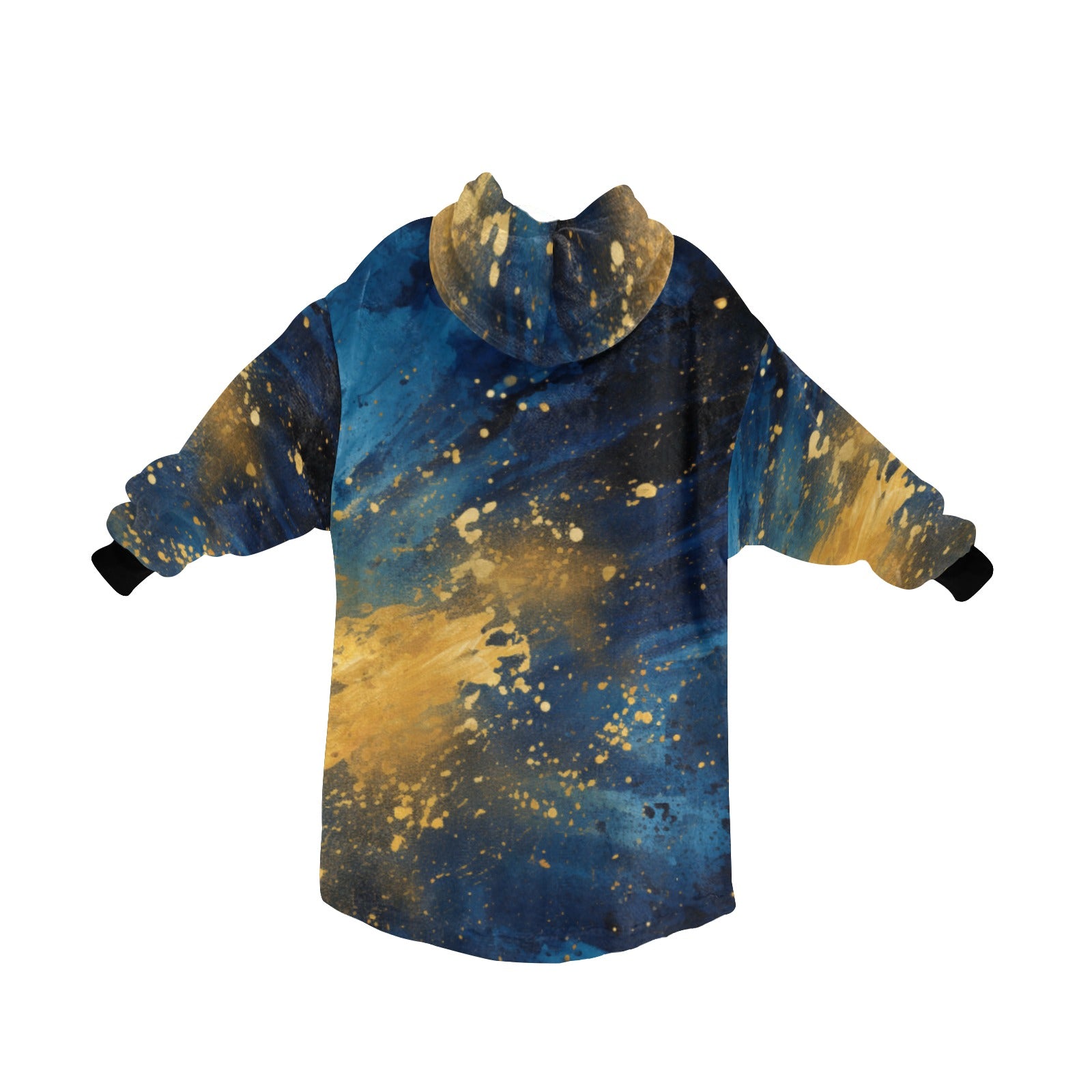 Blue and Gold Splatter Blanket Hoodie for Women - Cranberry Lake Design Co.  #