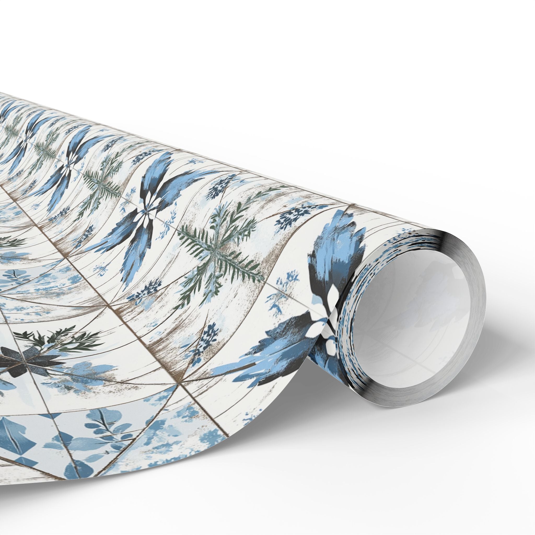 Rustic Blue and White Flower Wrapping paper