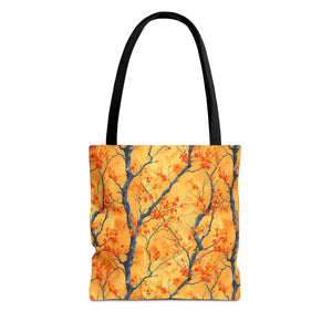 Stylish and Durable Custom-Printed Tote Bags with Autumn Leaf Design, Available in 3 Sizes