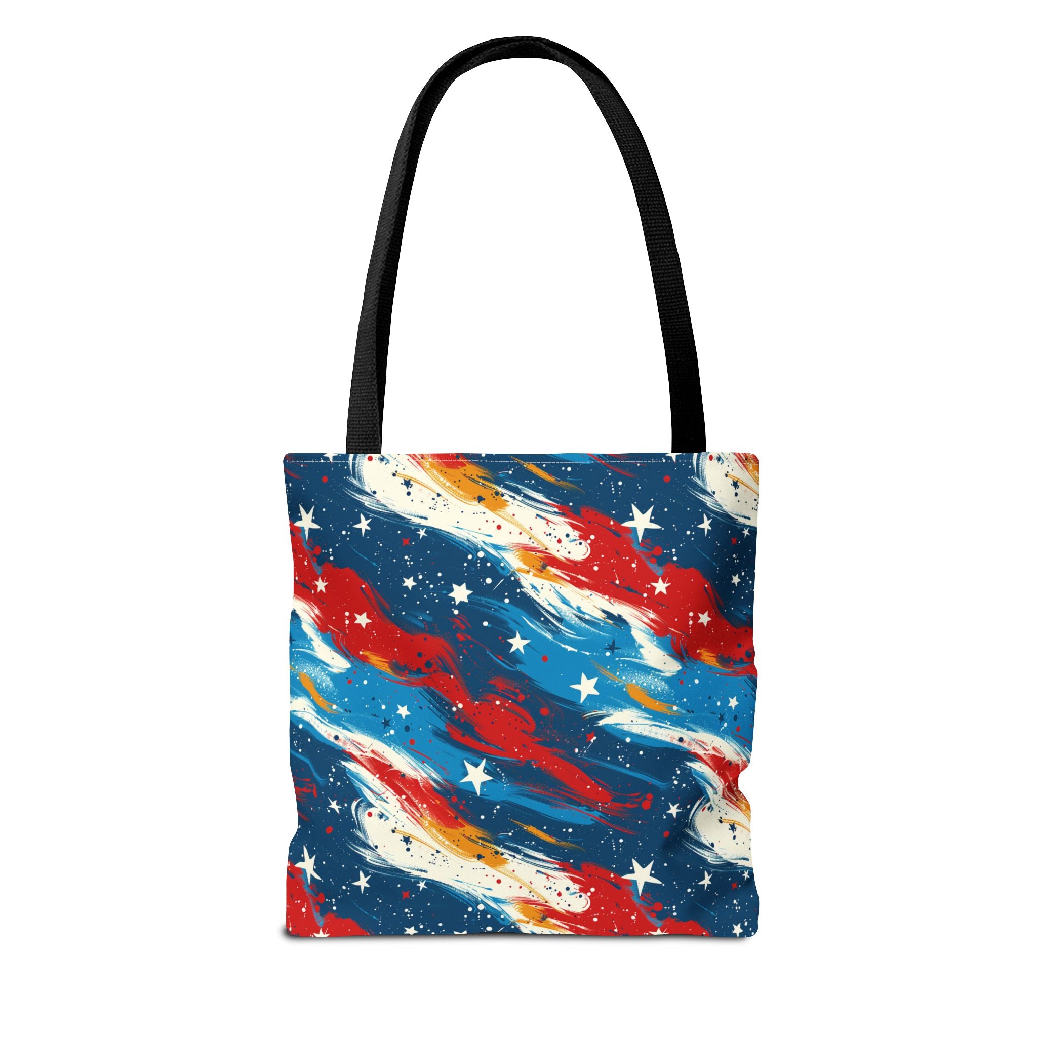 Gold, Red, Blue & White Starts Americana Pattern Patriotic Tote Bag