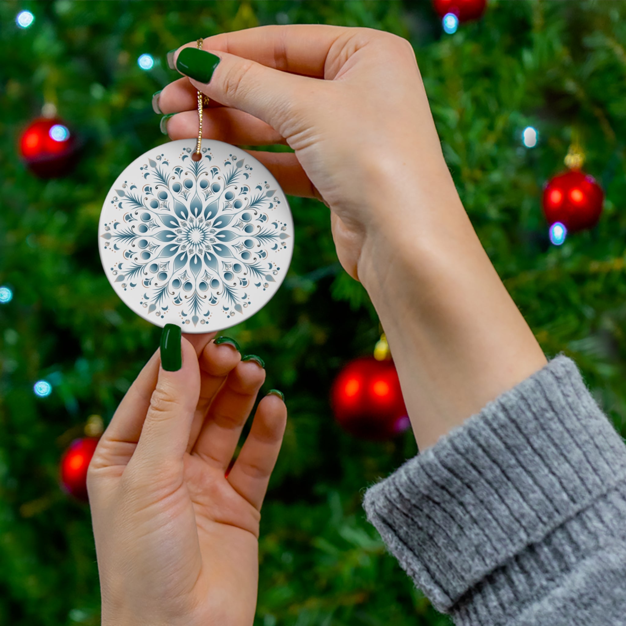 Christmas Snowflake Ceramic Ornament