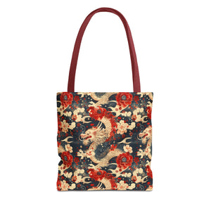 Red & White Dragon Pattern Tote Bag