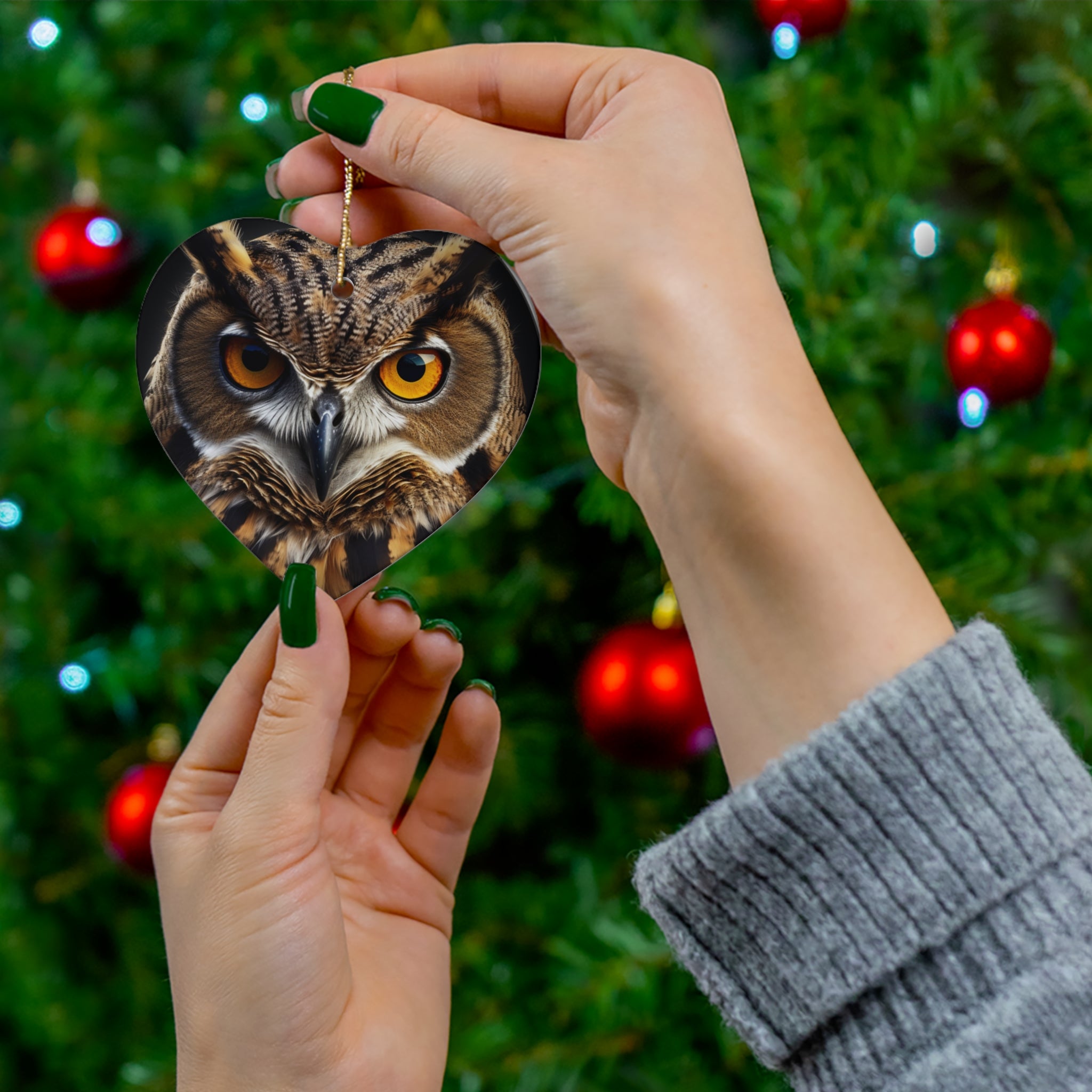 Personalized Owl Ceramic Ornament - 2023 Christmas Gift