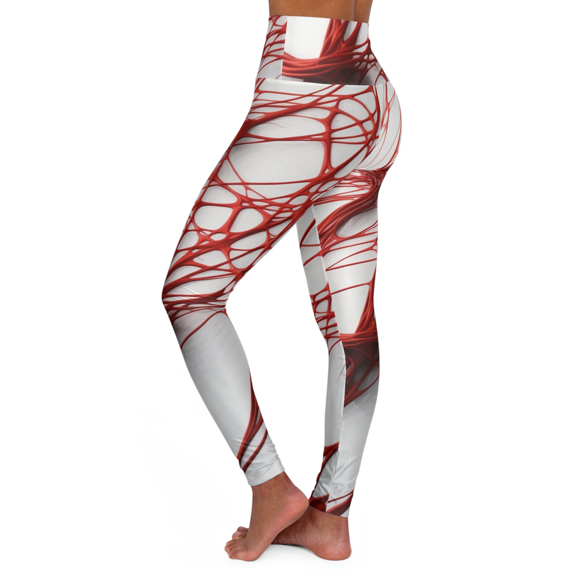 White & Red Gym Leggings for Women S-2XL - Sleek & Supportive