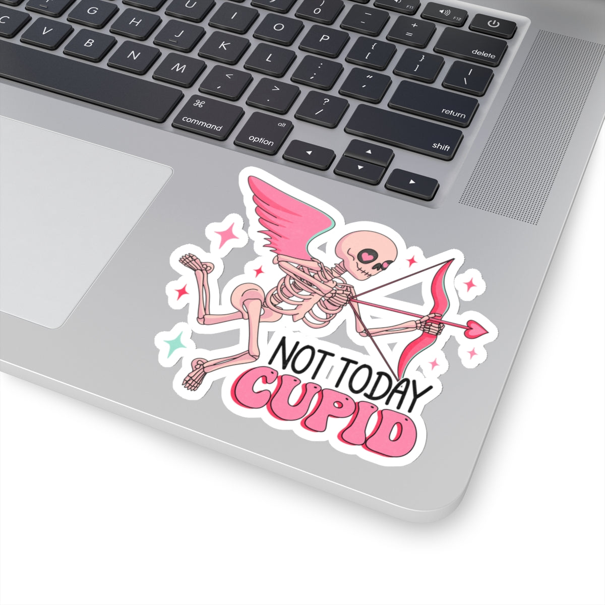 Not Today Cupid Skeleton Funny Anti Valentines Day Vinyl Sticker