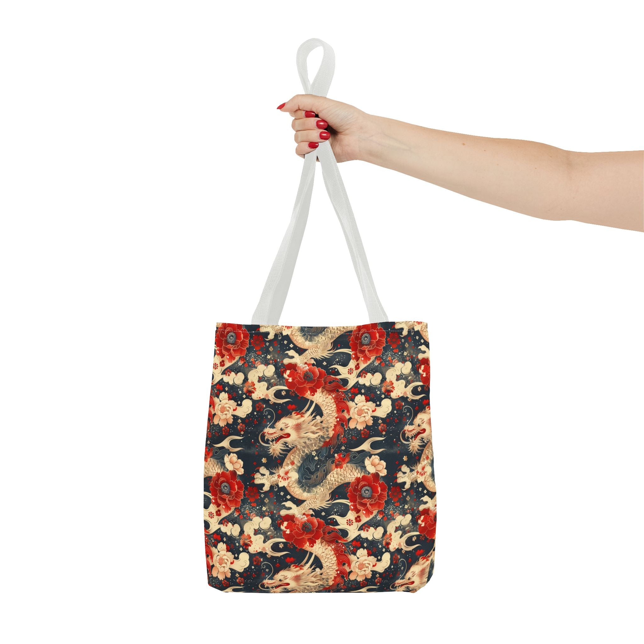 Red & White Dragon Pattern Tote Bag