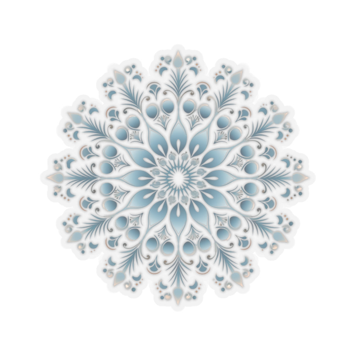 Light Blue Ornate Snowflake Holiday Christmas Vinyl Sticker