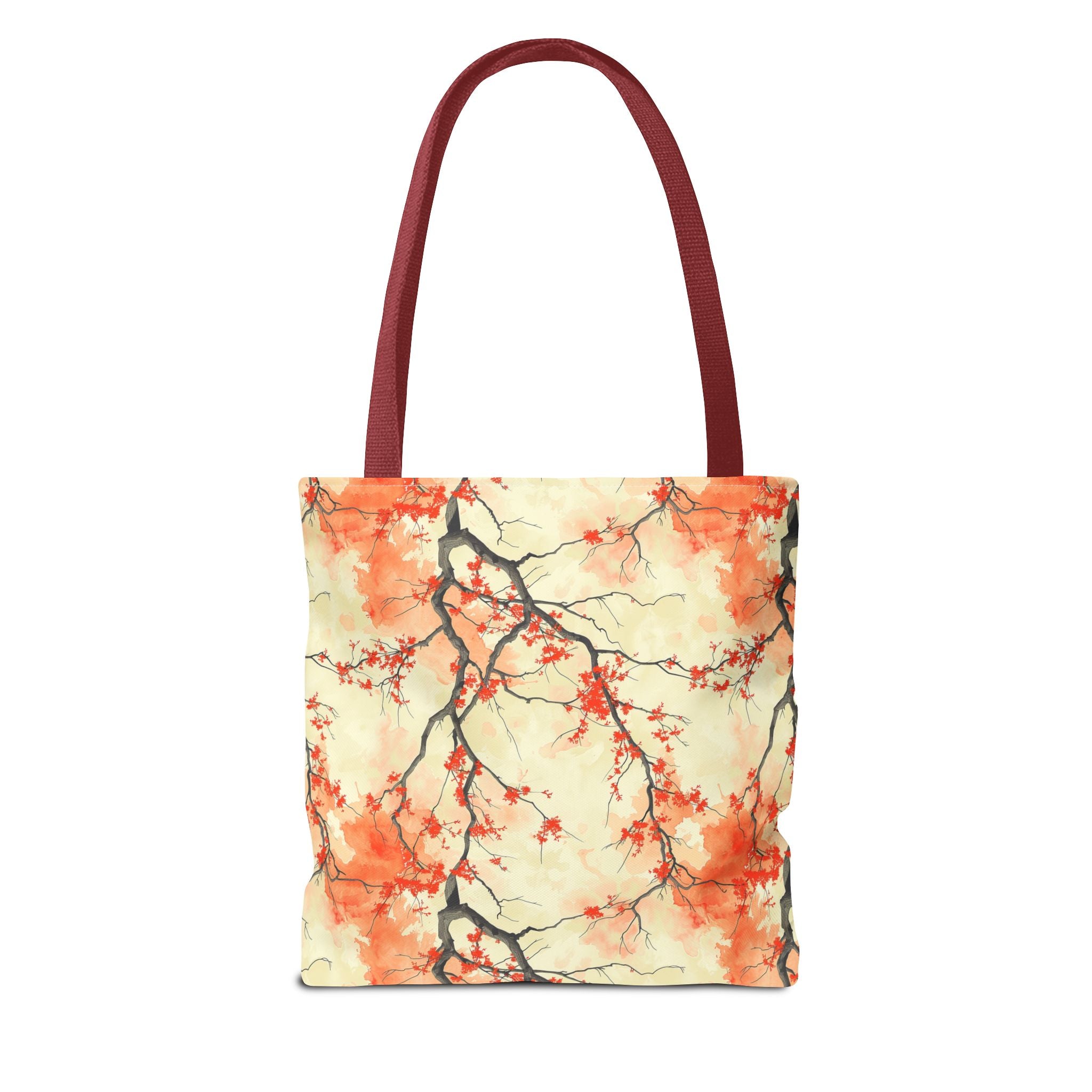 Custom-Printed Tote Bag with Vibrant Autumn Branches Design Available in 3 Sizes