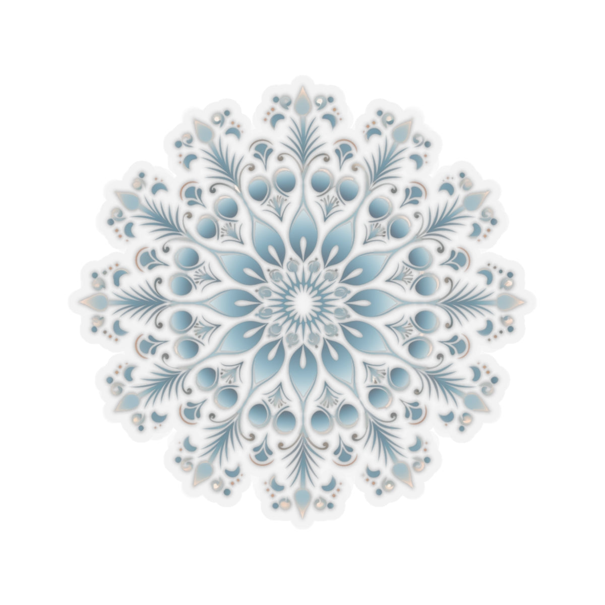 Light Blue Ornate Snowflake Holiday Christmas Vinyl Sticker