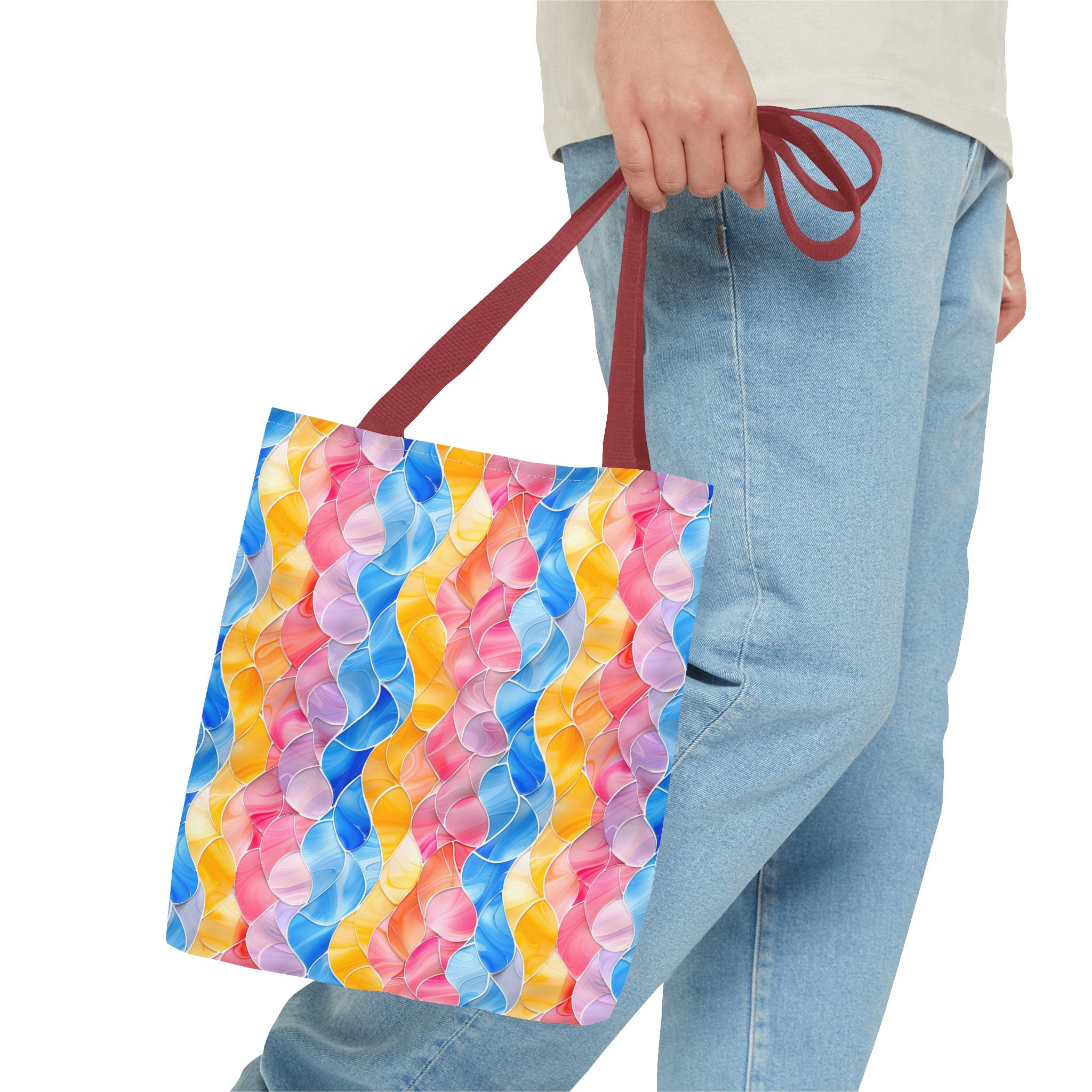 Pink Blue Yellow Pattern Tote Bag