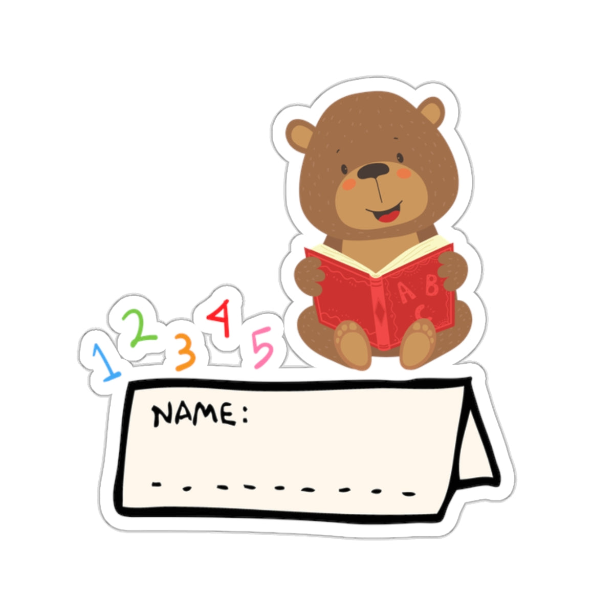 Learning Animals ABC Bear School Name Tag Kiss-Cut Sticker - Cranberry Lake Design Co.  #